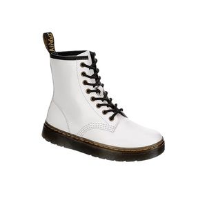 Dr. Martens Zavala Air Wair White Leather Combat Boots Size 5M NWOT/NEW‎